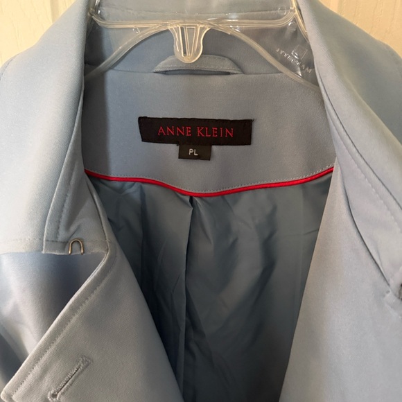 Anne Klein Light Blue Double-Breasted Trench Coat - Picture 3 of 5